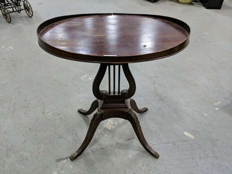 Duncan Phyfe Style Harp Base End Table 25" Wide X 27" High Mariner