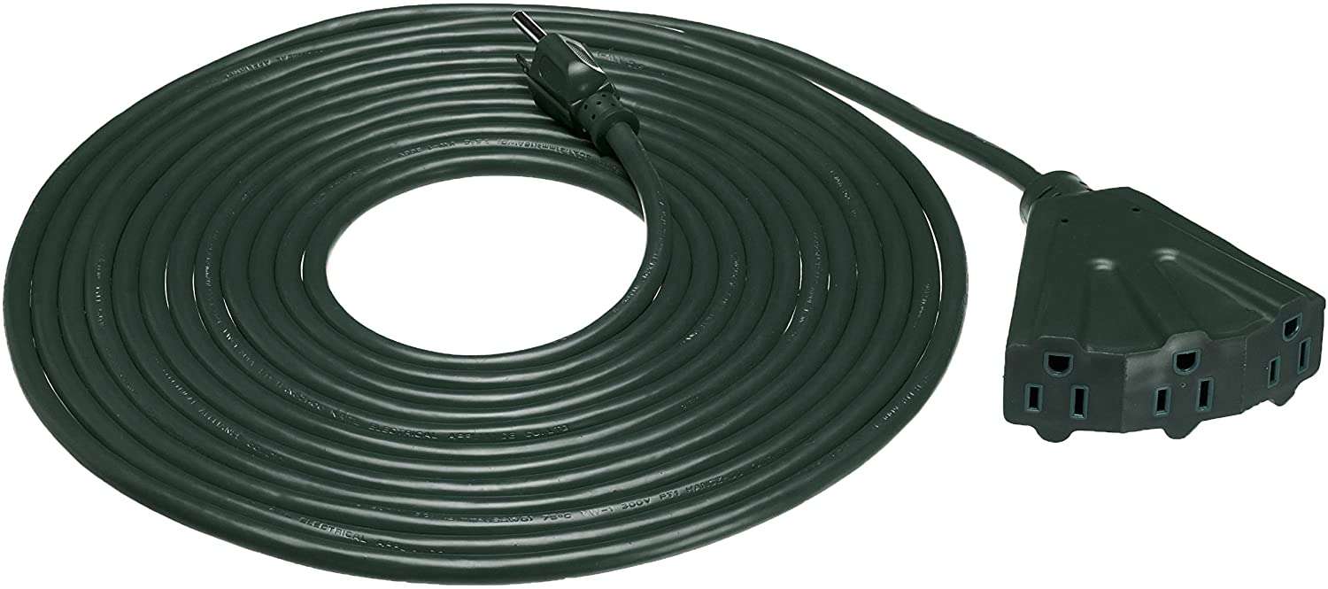 AmazonBasics 16/3 Outdoor Extension Cord with 3 Outlet, Green, 25 Foot