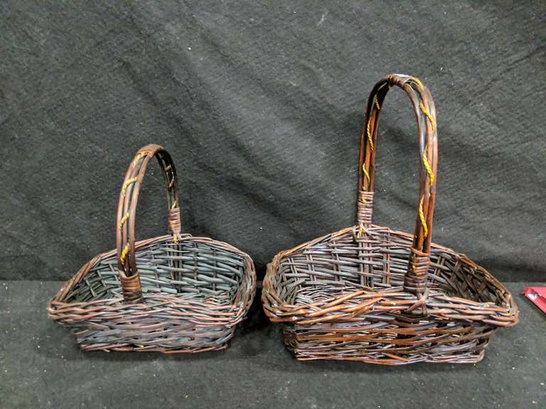 2 Dark Wicker Baskets With Handles Mariner Auctions & Liquidations Ltd.