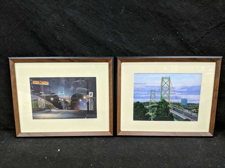2 Paul Hannon Framed Prints " Halifax Bridges" 15.5" Wide X 12.5" High