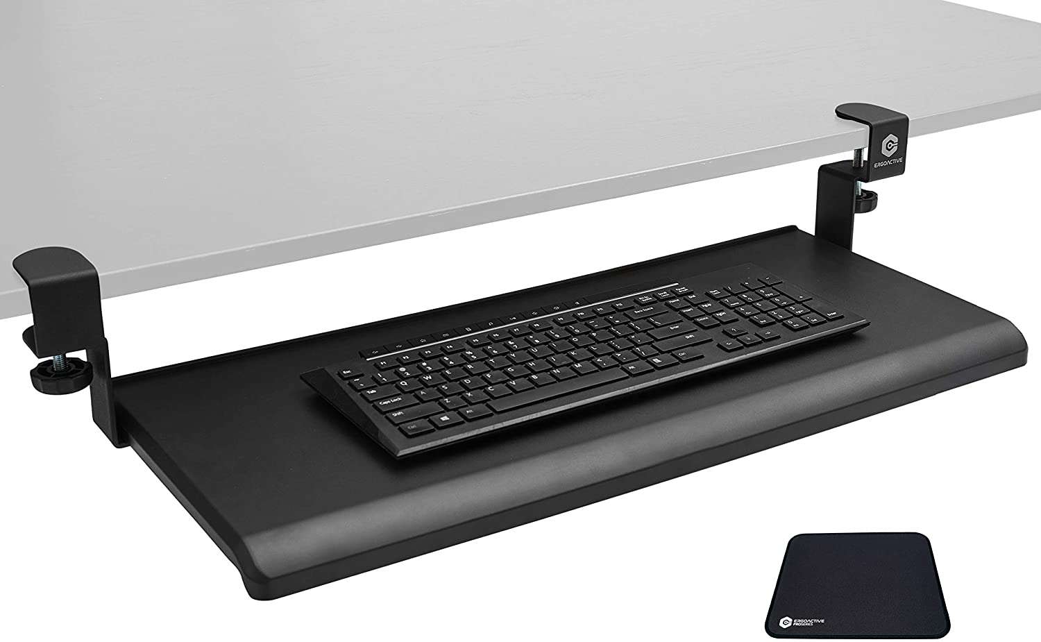ErgoActive Extra Wide Under Desk Keyboard Tray with Clamp On Easy