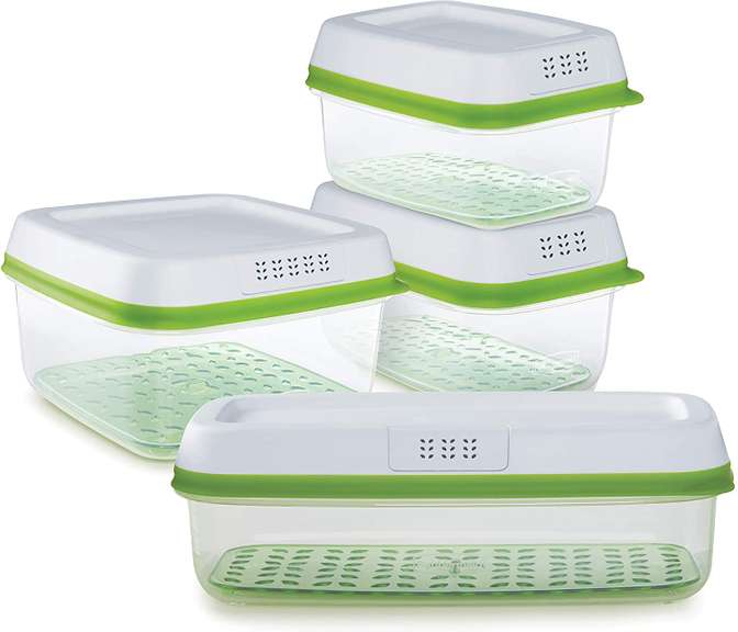 Rubbermaid FreshWorks Produce Saver Food Storage Containers, 4