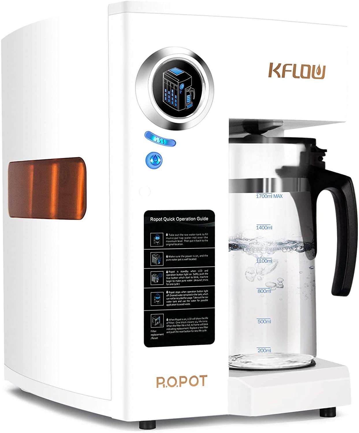 KFLOW Countertop RO Water Filter, Reverse Osmosis Water Filter System