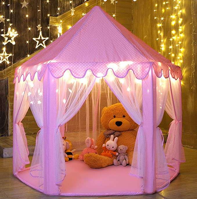 MonoBeach Princess Castle Play Tent Kids Play House with Star Lights