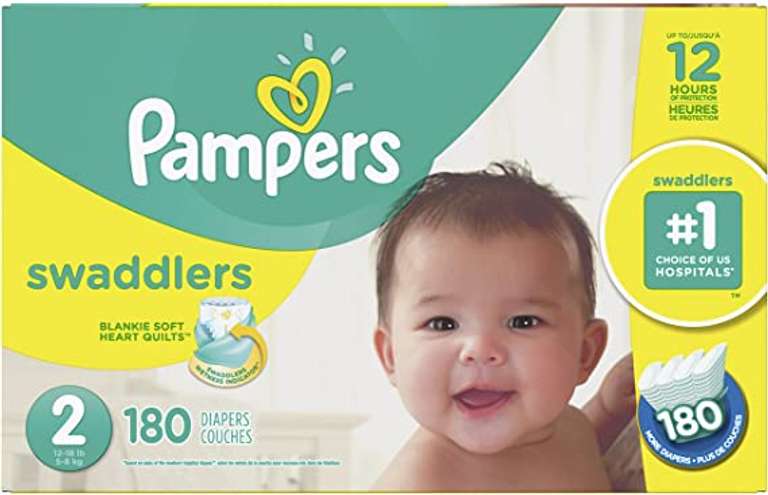 Diapers Size 2 - Pampers Swaddlers Disposable Baby Diapers, 180 Count