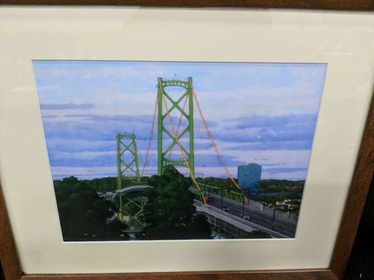 2 Paul Hannon Framed Prints " Halifax Bridges" 15.5" Wide X 12.5" High