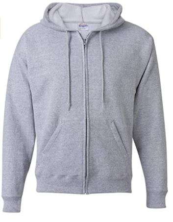 mens full zip eco smart fleece hoodie