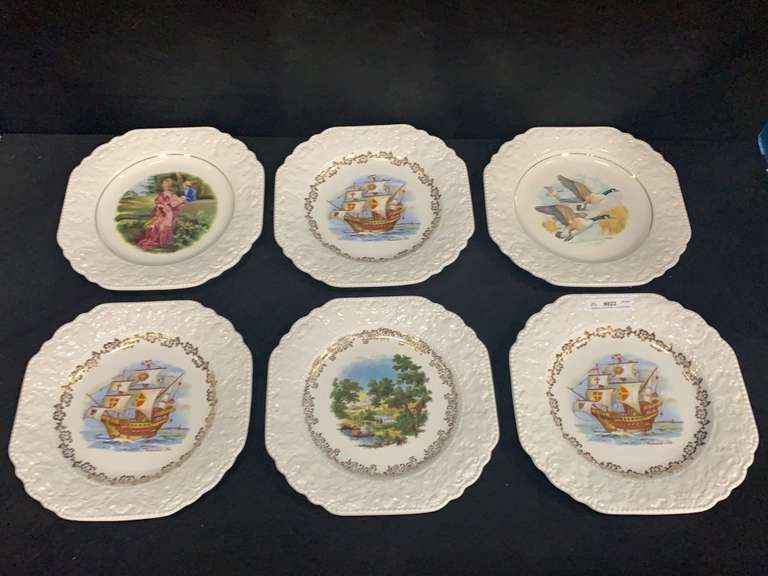 6 Lord Nelson Pottery England 8.5" Square Plates Mariner Auctions
