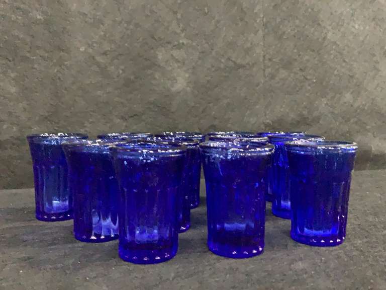Set Of 12 Cobalt Blue Shot Glasses Mariner Auctions & Liquidations Ltd.