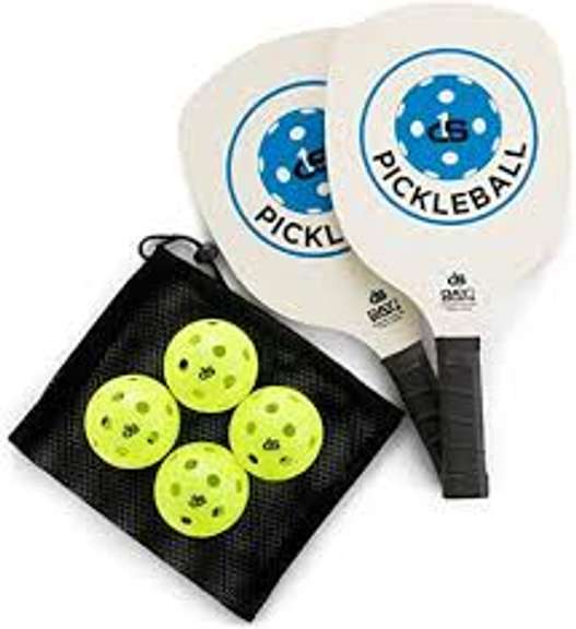 Pickleball Paddle Starter Set with 2 Blue Paddles, Carry Bag, 4 Indoor