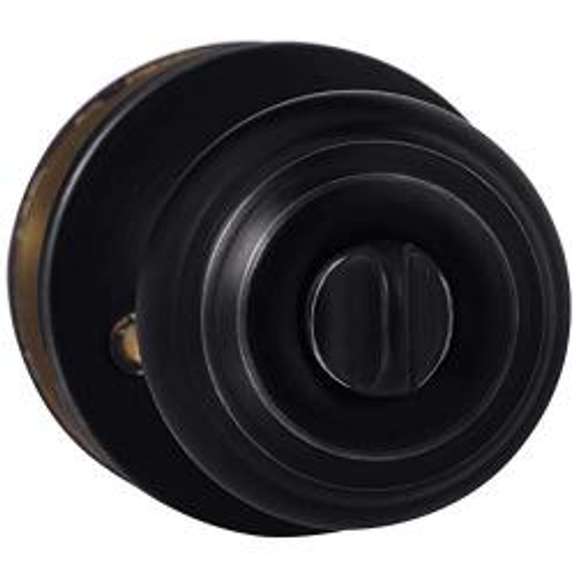 Bedroom/Bathroom Door Knob With Lock, Classic, Matte Black New/Open