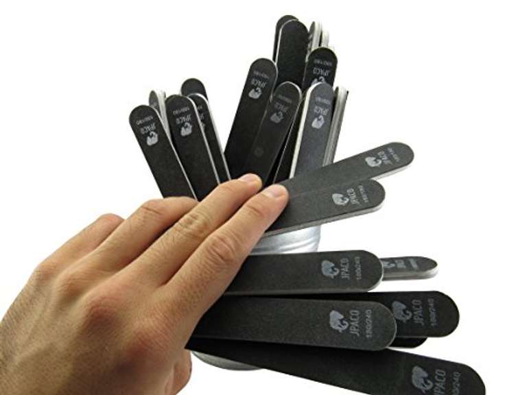 JPACO 12 PCS Professional Nail Files 180 240 Grit (Black) for Press Ons
