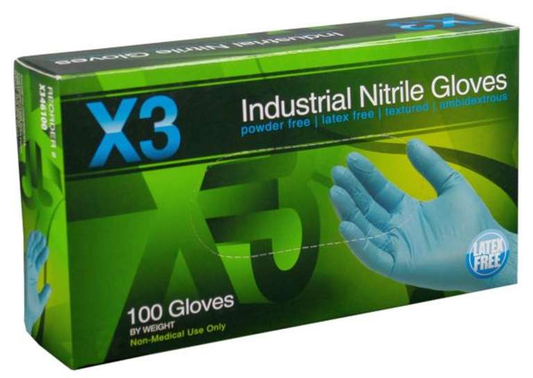 AMMEX X3 Industrial Blue Nitrile Gloves, Case of 1000, 3 mil, Size