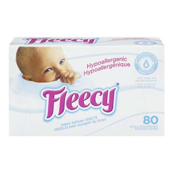Fleecy Hypoallergenic Fabric Softener Dryer Sheets, 80 sheets New
