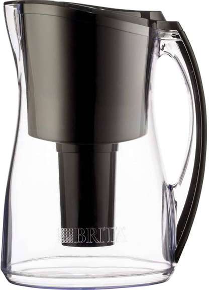 Brita Marina Water Filter Pitcher with 1 Standard Filter, Black, 8 Cup
