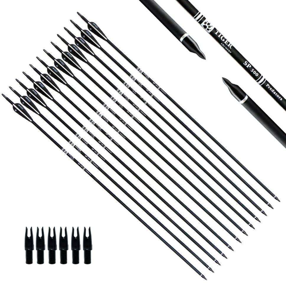 TIGER ARCHERY 30Inch Carbon Arrow Practice Hunting Arrows with