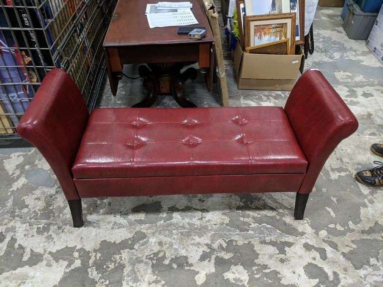 Backless Bench With Lift Up Seat Storage, Faux Leather Upholstered ( 52