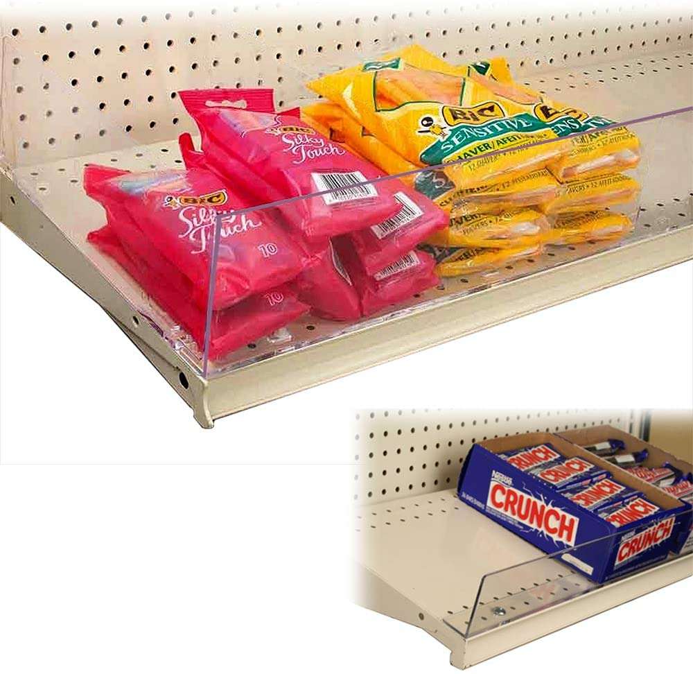 Box of Approximately 60 Heavy Duty Crystal Clear Plastic Gondola Shelf Fence 18"WX5"H Mariner