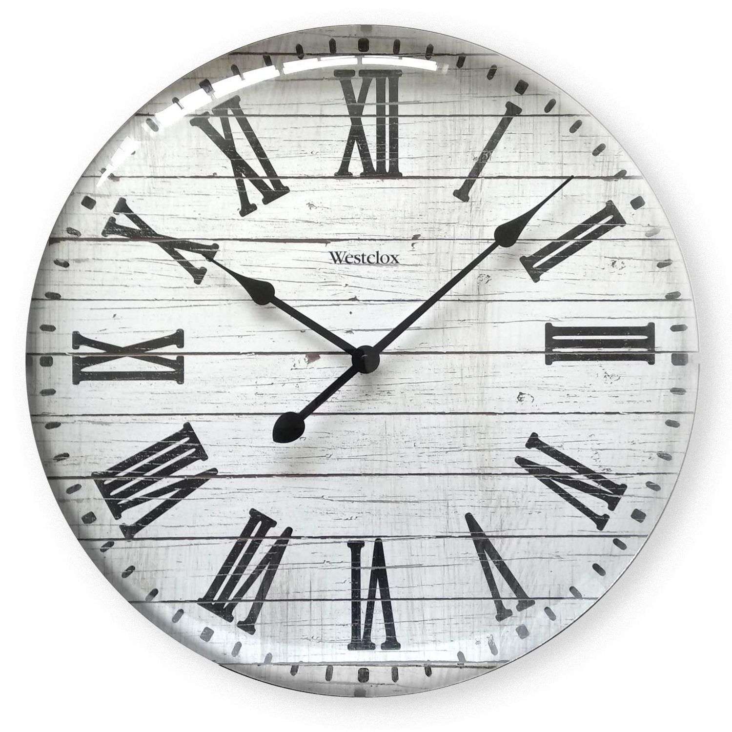 Westclox 20" White Wash Woodgrain Wallclock with Roman Numerals Mariner Auctions
