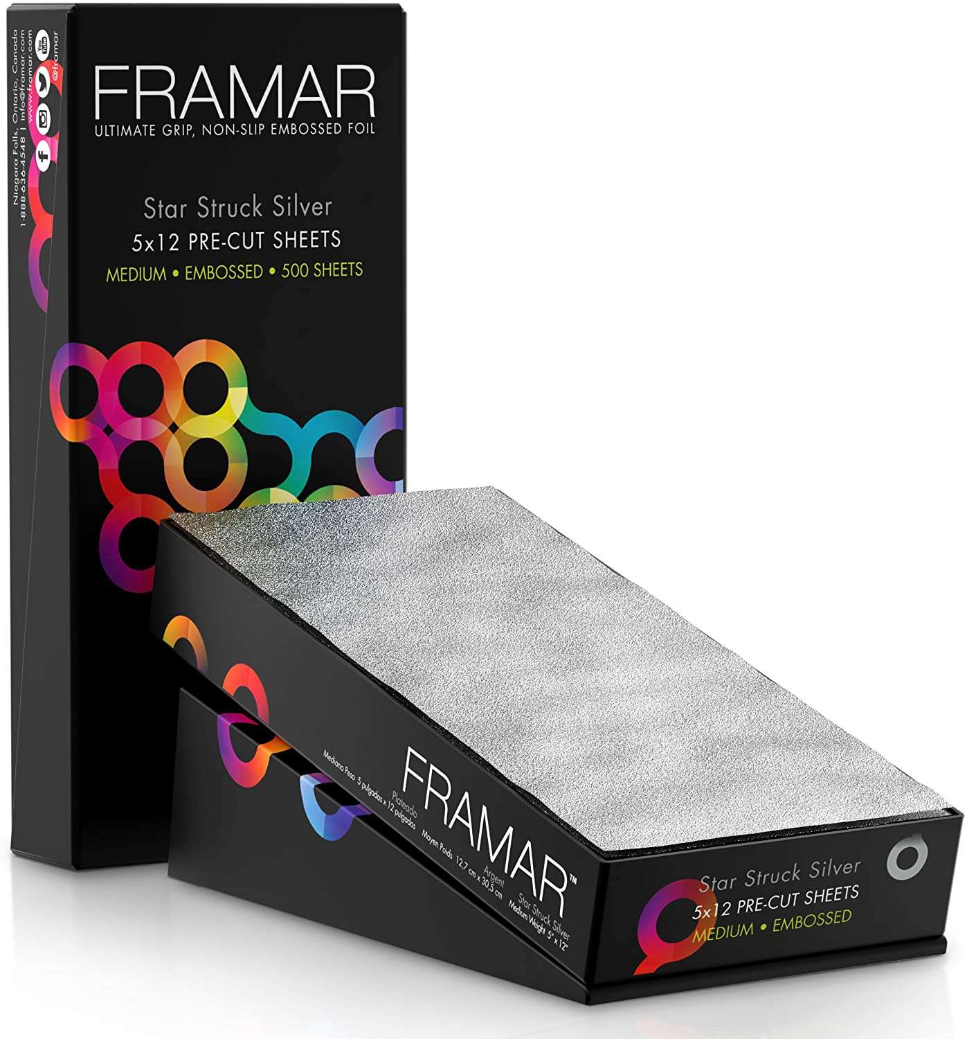 Framar 5x12 Star Struck Silver Embossed Hair Foils, Aluminum Foil