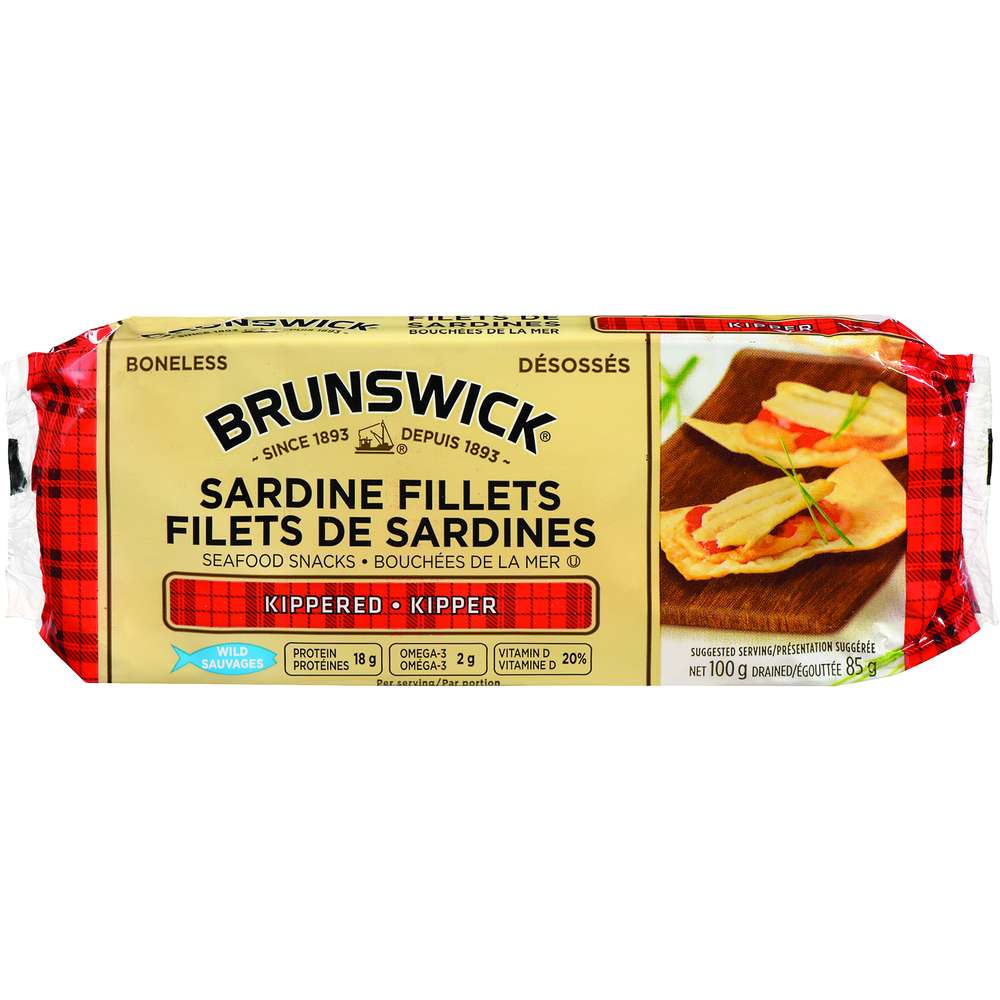 Pack of 15 Brunswick Sardine Fillets seafood snacks kippered,100 g(best