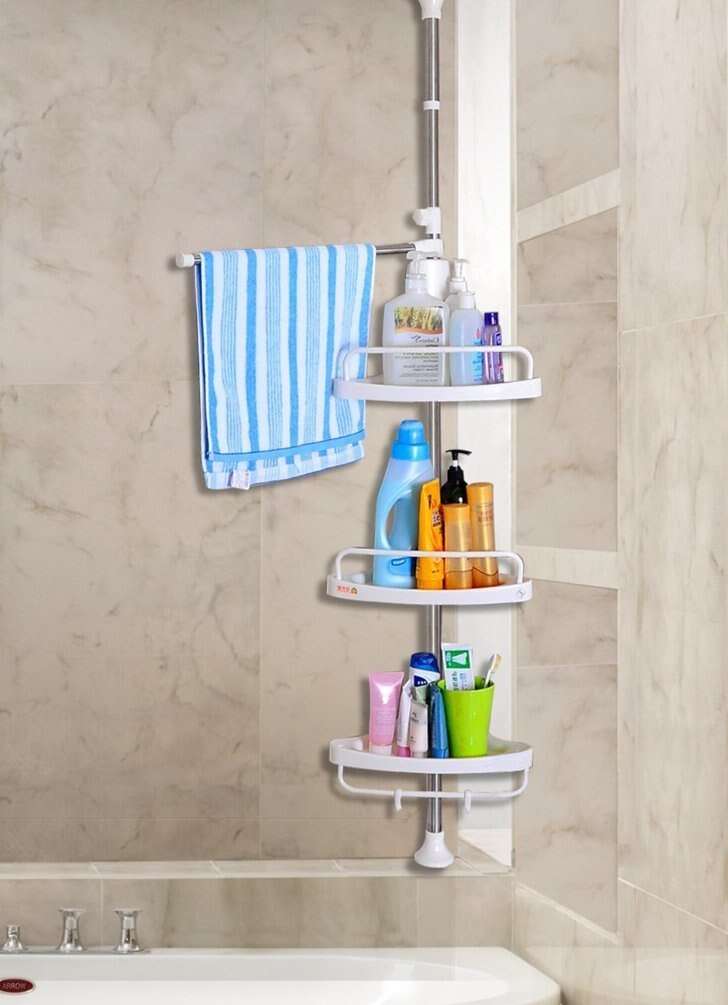 Adjustable Bathroom Organiser Corner Shower Shelving Unit Rack