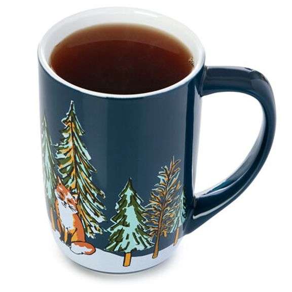 Winter fox nordic mug DAVIDs TEA ceramic infuser mug and lid with