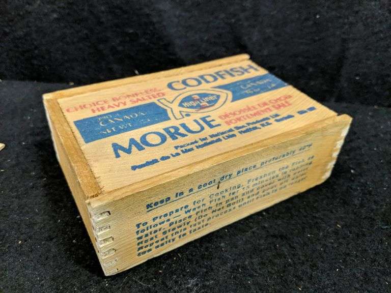 Salt Cod Wooden Box And 2 Cardboard Boxes Mariner Auctions