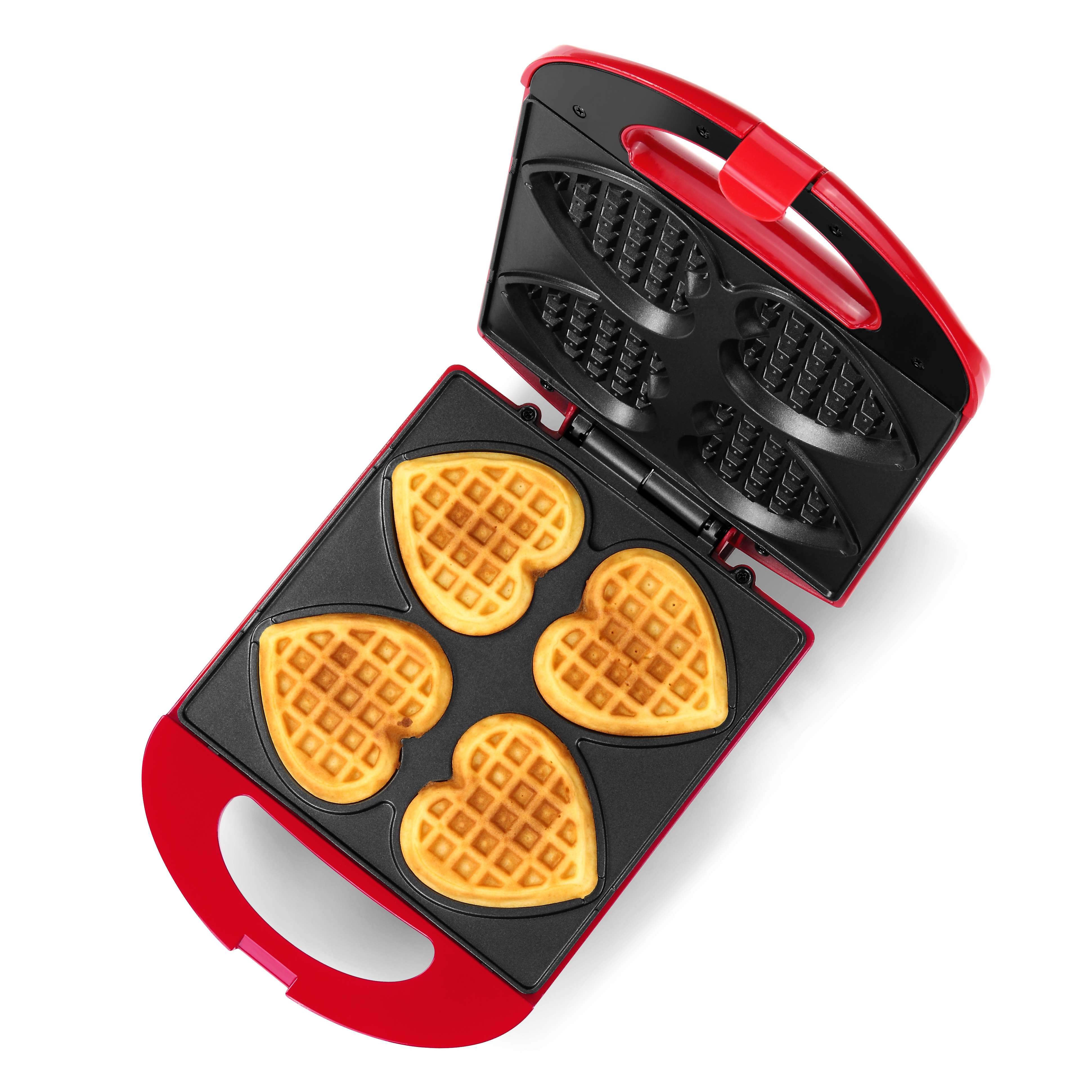 HOLSTEIN HOUSEWARES HeartShaped 4Waffle Red American Waffle Maker