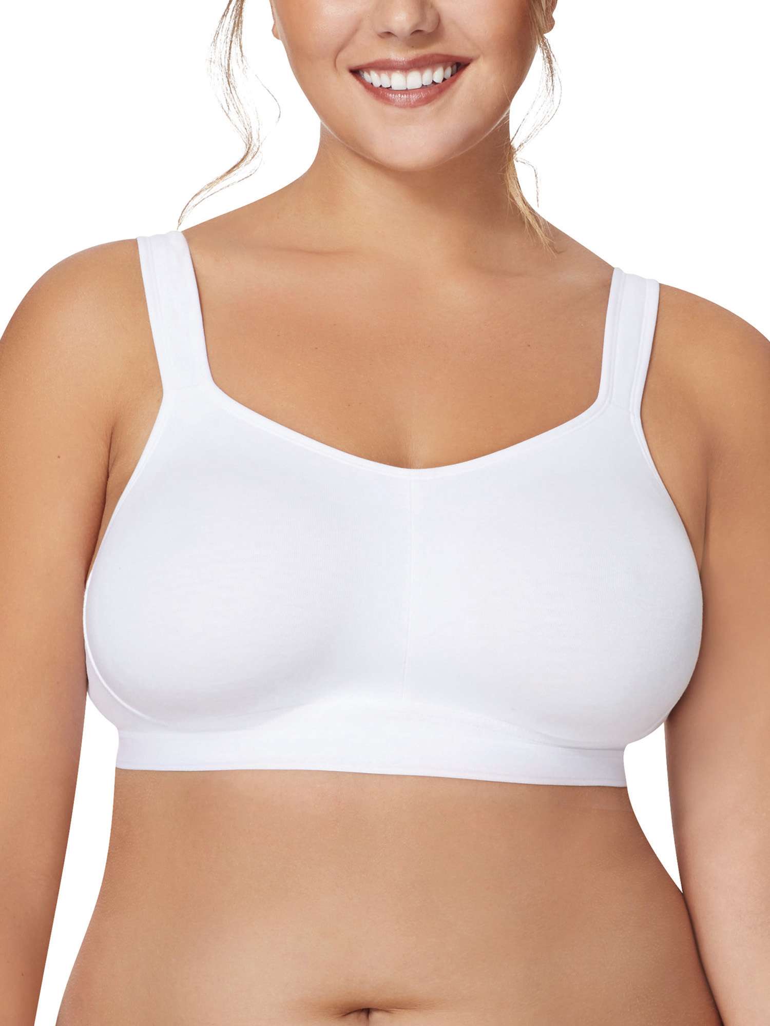 Just My Size Active Lifestyle Wirefree Bra White 42C Women's Mariner
