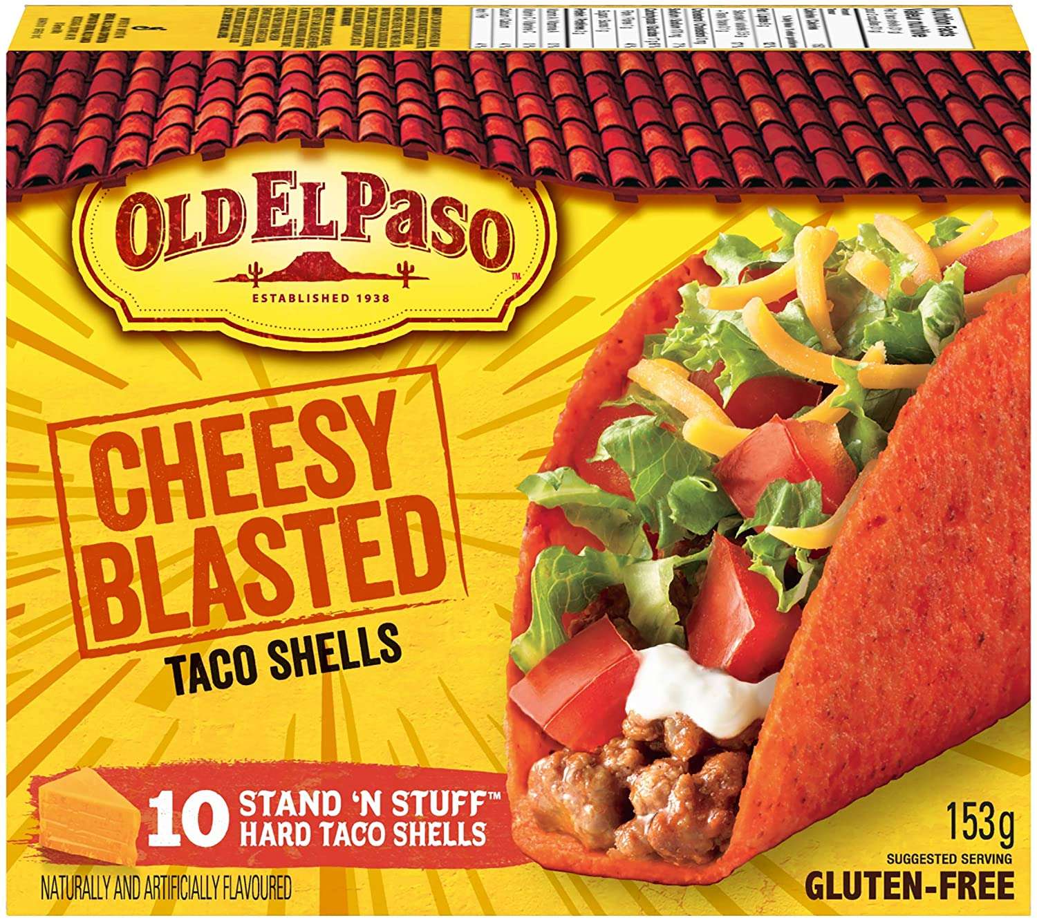 Old El Paso GlutenFree Cheesy Blasted Taco Shells,10 Stand n stuff