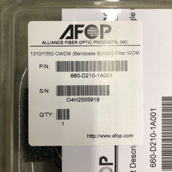 Alliance Fiber Optic Products Bandpass Splitter Filter WDM 1310/1550