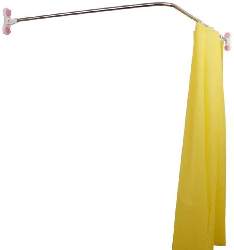 Baoyouni Curved Shower Curtain Rod Suction Cups LShaped Corner Bath
