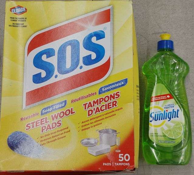 SOS Steel Wool Soap Pads 50Countn + Sunlight 2468535 Sunlight Ultra