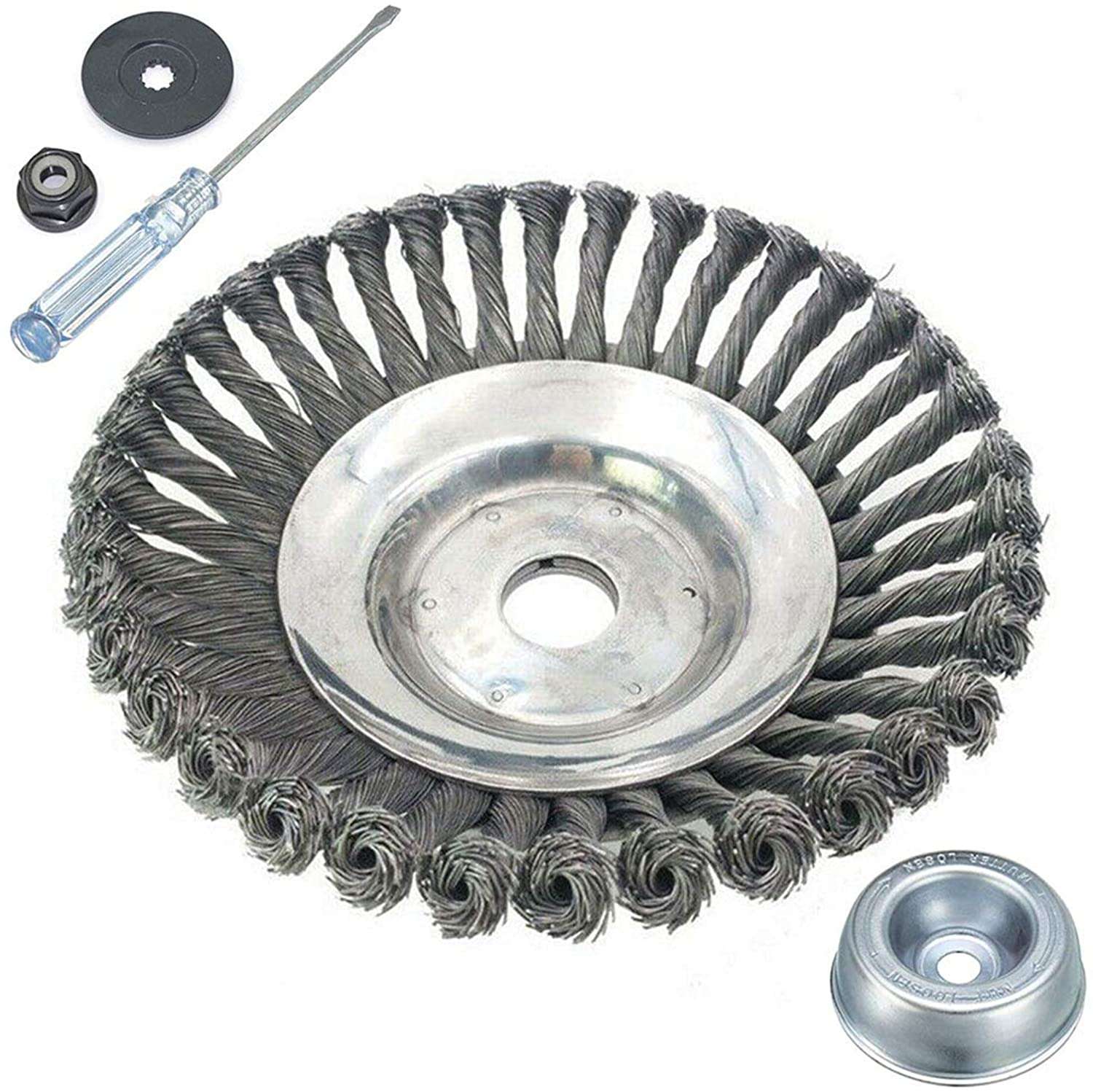 Cabinahome Steel Wire Brush Cutter Grass Trimmer Head with Adapter Kit