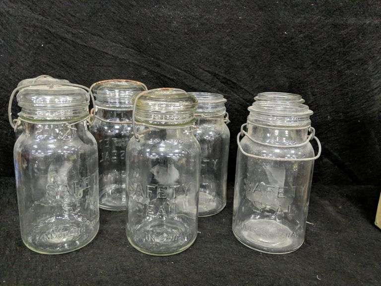 7 Antique Glass Jars ( 4 With Lids) Mariner Auctions & Liquidations Ltd.