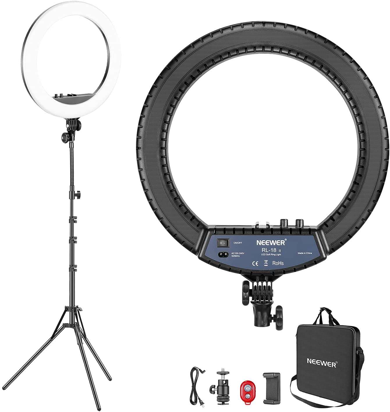 Neewer RL18II Bicolor 18inch LED Ring Light with Stand 55W 3200