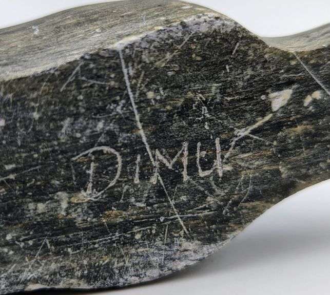 Dimu Hand Signed Inuit Soapstone Carving "Seal" (6" long, 2.5" high
