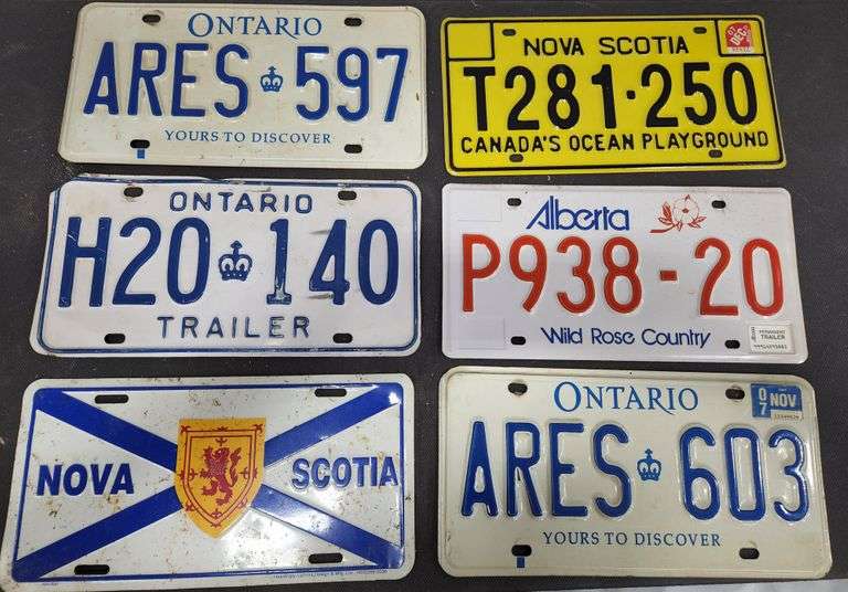 Six Assorted Licence Plates Mariner Auctions & Liquidations Ltd.