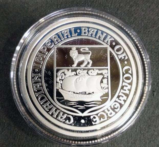 CIBC 150 Commemorative .9999 1oz Fine Silver Coin in Display Case (no