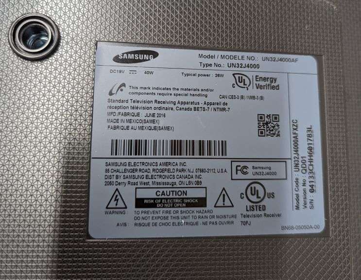 Samsung UN32J4000AF (32") HD Flat TV, Black Mariner Auctions