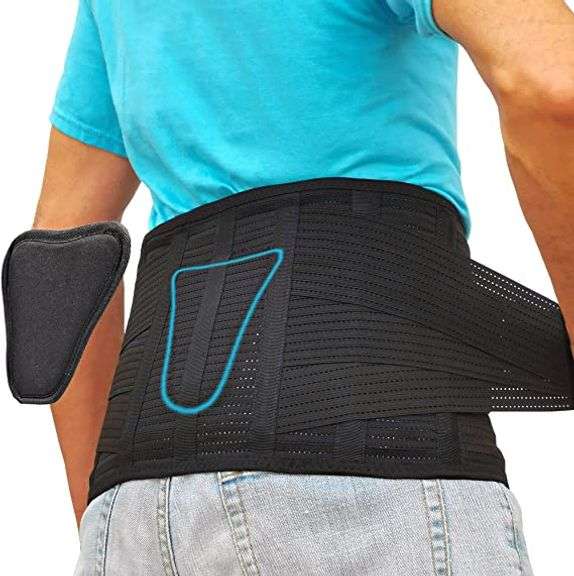 AVESTON Back Brace for Lower Back Pain Relief 6 ribs Belt with Lumbar Pad Support for Men