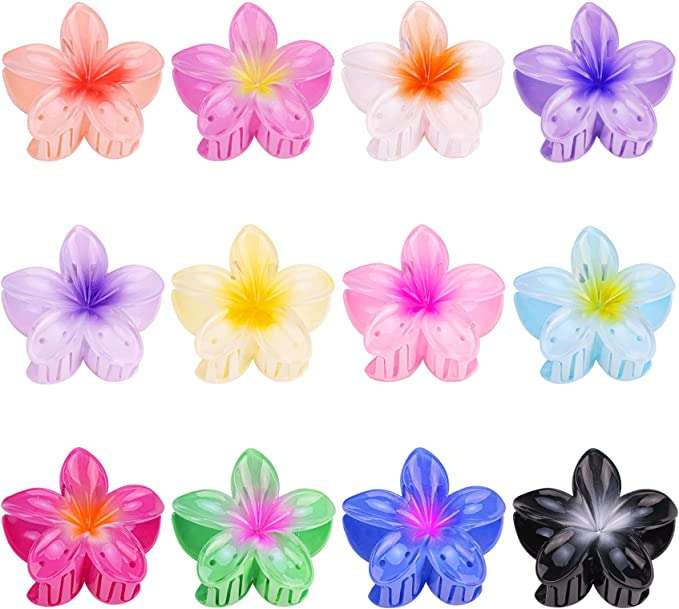 12 PCS Flower Hair Claw Clips Hawaiian Claw Clips for Women Cute