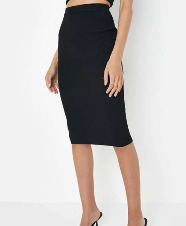 Missguided Women's Ribbed Midi Skirt Size 10
