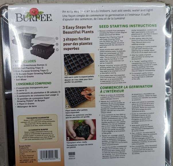 Burpee Seed Starting Greenhouse Kit, 72 Cell Mariner Auctions