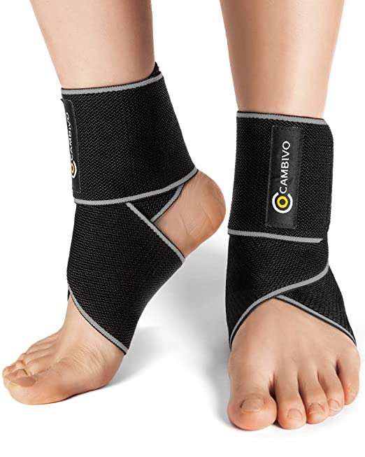 CAMBIVO 2 Pack Ankle Support Brace for Men and Women, Adjustable Foot