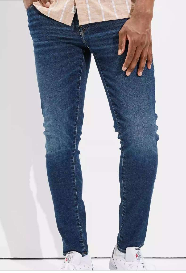 American Eagle Men's AirFlex 360 Skinny Jean, Deep Sea Blue 32 X 30