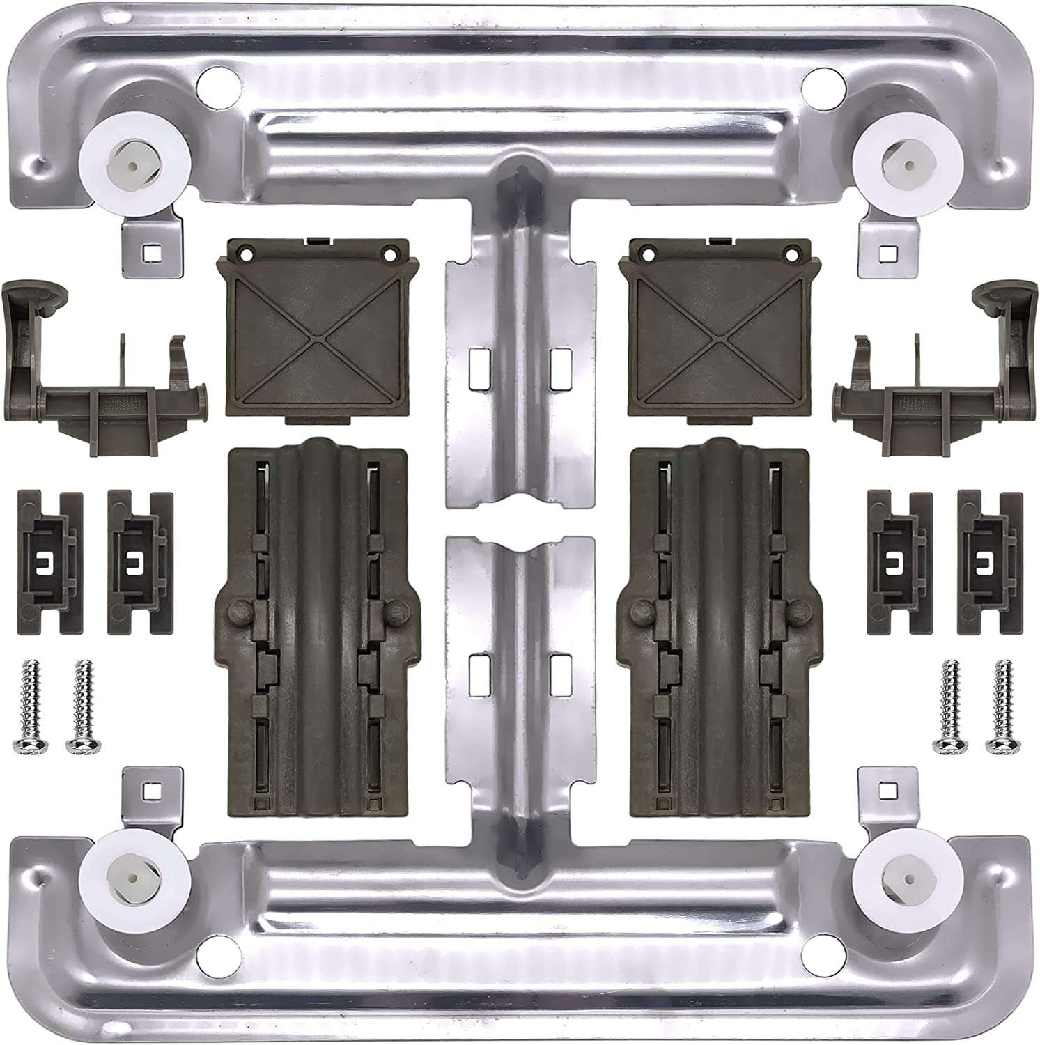 W10712395 Dishwasher Upper Rack Adjuster Metal Kit with 1.25in Wheels