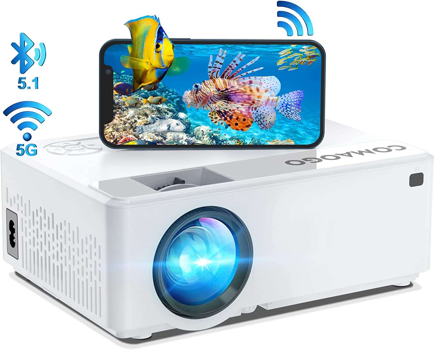 **See Note** COMAOGO Mini Projector 9500 Lumens HD 1080p 220” 5G