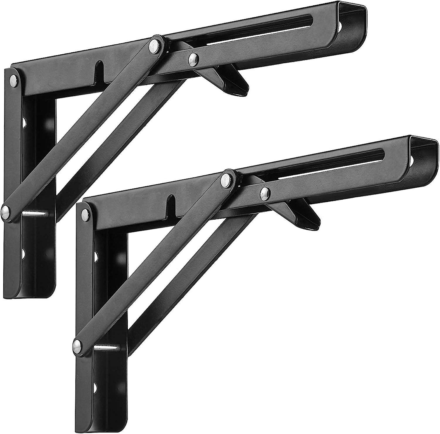 Folding Shelf Brackets 10 Inch, Heavy Duty Metal Triangle Table Bench